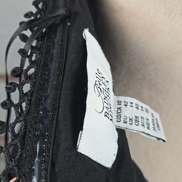 Belle by Badgley Mischka Sophia Eyelet Halter Mini Dress Black Size 10 - Picture 7 of 10